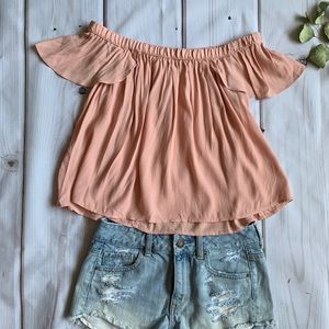 Forever 21 Coral Off Shoulder Top